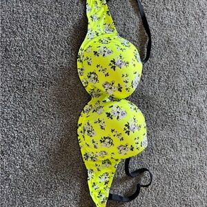 Victoria's Secret Neon Yellow Floral Bra